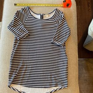 Knit dress with pockets navy white stripe medium